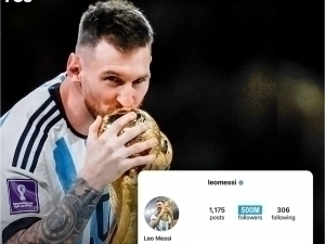 Messi Instagram'da 500 millionlik “dovon”dan o‘tgan ikkinchi odamga aylandi