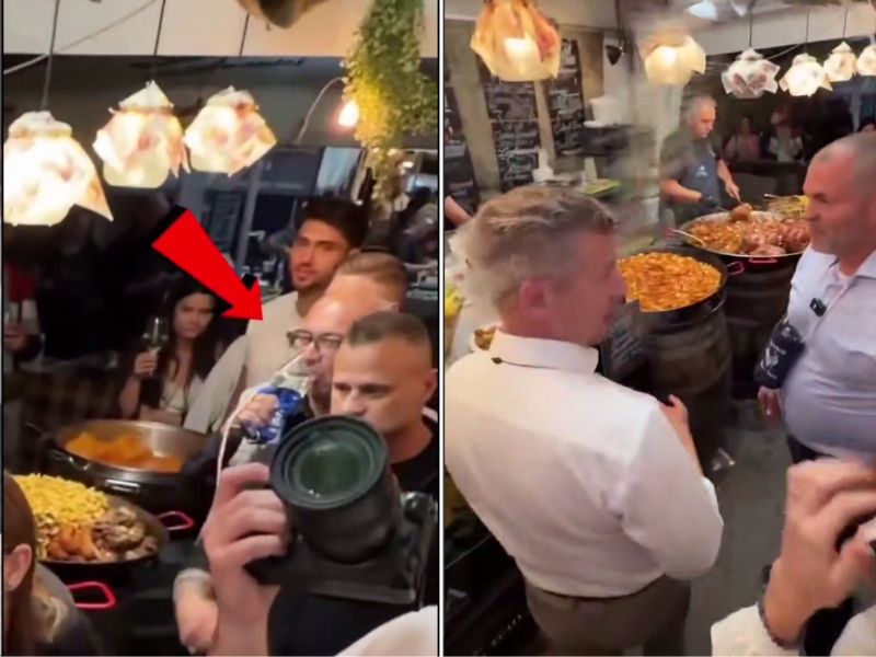 Begona erkak Bosh vazir Madyarning yuziga sharob sepdi (video) 