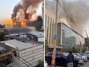 Hotel catches fire in Tashkent (video)