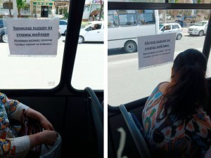 Advertisements showing separate seats for men and women on the bus have been removed
