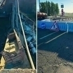 Ангрен шаҳрига олиб кирувчи магистраль трасса кўприги қулаб тушди (видео)