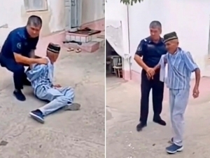 Drunken man threatens his family with a Knife in Namangan 