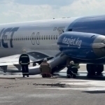 Bishkek aeroportida yo‘lovchi samolyoti ag‘darilib ketdi (video)
