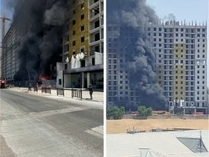 Fire breaks out in an unfinished building in Tashkent
