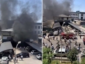 Fire breaks out at car service center in Tashkent