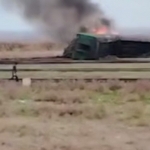 Tojikistonda yuk poyezdi relsdan chiqib, yonib ketdi (video)
