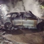 Toshkentda elektromobil butkul yonib ketdi (video)