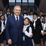 President Mirziyoyev congratulates the school graduates