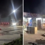 Жиззахда “КамАЗ” савдо дўконини бузиб ташлади