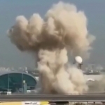 Eron droni Dubay aeroportiga qulab tushdi (video)