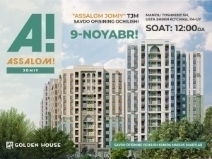 Golden House Assalom Jomiy sotuv ofisining ochilishiga taklif qiladi!