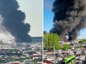 Тошкентдаги “Бешқўрғон” бозорида катта ёнғин бўлди (видео)