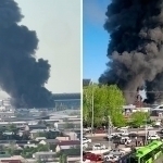 Тошкентдаги “Бешқўрғон” бозорида катта ёнғин бўлди (видео)