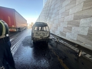 Damas catches fire while driving in Tashkent