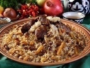 Where was the cheapest pilaf sold in September in Uzbekistan?