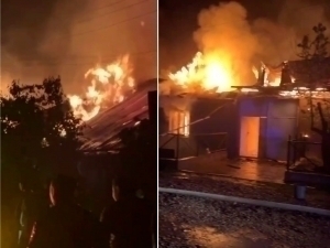 Fire breaks out in Bostanlik houses (video)