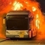 “Barselona” muxlislar avtobusi yonib ketdi (video)