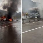 Truck catches fire in “Kamchik” pass (video)