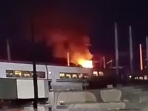 Fire breaks out on Afrosiyob Locomotive in Tashkent (video)