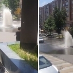 Тошкентдаги чорраҳада иссиқ сув фаввораси пайдо бўлди (видео)