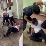 Ichki ishlar xodimi tomoshabin. Andijonda 3 kishi 2 odamni o‘lasi qilib do‘pposladi (video)