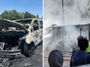 Two buses catch fire on the same day in Tashkent
