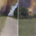 Ohangarondagi ochiq maydonda yirik yong‘in chiqdi (video)