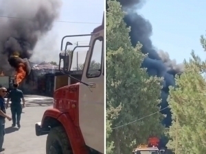 Fire breaks out near the hospital in Samarkand (video)