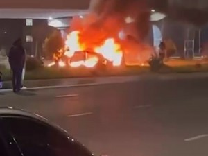 A Cobalt vehicle caught fire in Tashkent