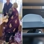 Мактабда жанжал кўтарган аёл компьютерни синдириб ташлади (видео)