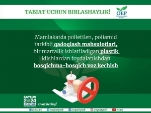 Bir martalik plastik idishlardan bosqichma-bosqich voz kechish lozim