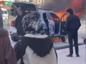 Qashqadaryoda YPX mashinasi yonib ketdi (video)