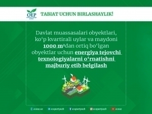 Energiya tejamkor materiallardan foydalanish ustidan nazoratni kuchaytirish zarur – Ekopartiya