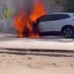 Tracker-2 car catches fire in Samarkand (video)