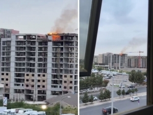 A fire broke out at a construction site in Tashkent