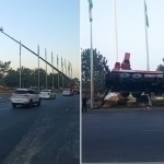 Driver was seriously injured due to collapse of a crane near the airport in Tashkent