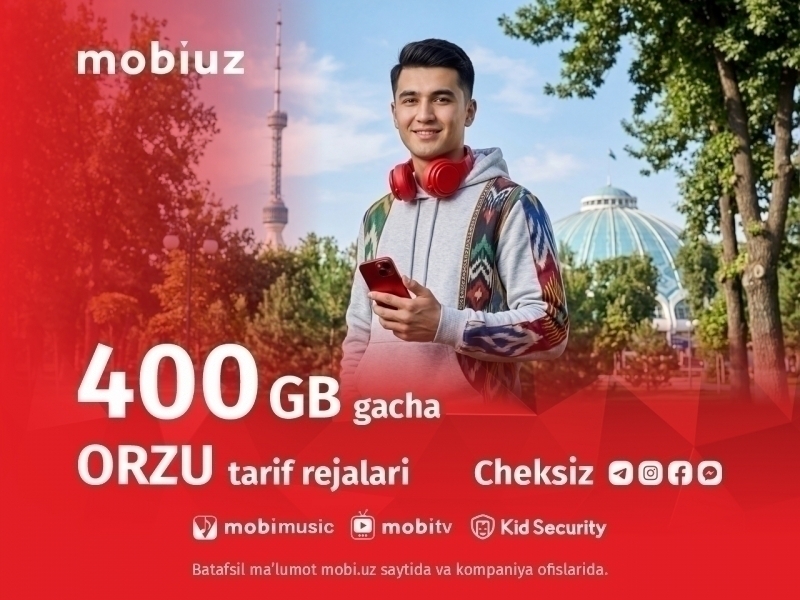400 гигабайтгача интернет: Mobiuz бозор қоидаларини ўзгартирмоқда