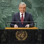 Mirziyoyev gives a speech in Uzbek at the UN