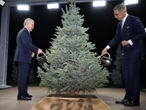 Mirziyoyev Stubb bilan daraxt ekdi