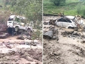 Jizzaxdagi selda 3 ta mashina oqib ketdi (video)
