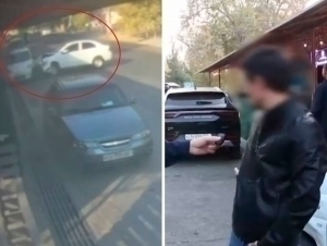 Тошкентда Nexia Matiz’га урилиб, кафега кириб кетди (видео)