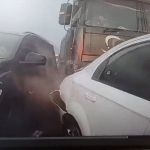 Truck dragged 7 cars in Samarkand (video)