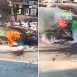 Тошкентда ҳаракатланиб кетаётган йўловчи автобус ёниб кетди