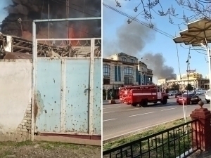 Two residences were engulfed in flames in Andijan