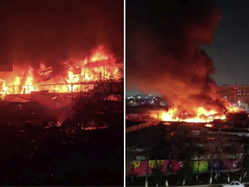 Toshkentdagi bozor yonib ketdi (video)