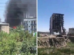 A 9-story building catches fire in Bukhara (Video)