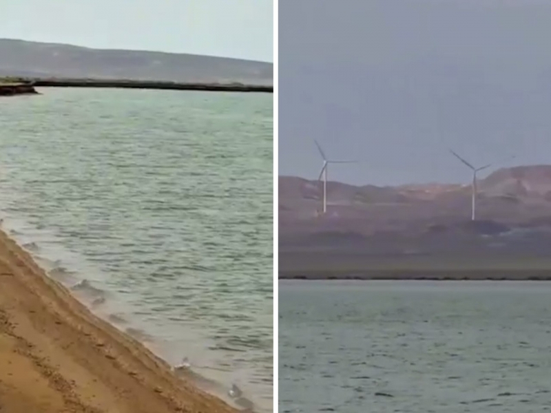 Qizilqum cho‘lida katta ko‘l paydo bo‘ldi (video)