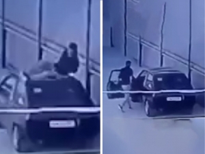 Toshkentda mast erkak tanishining mashinasiga shikast yetkazdi (video)