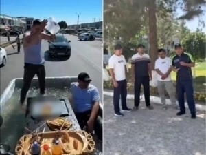 Oqqo‘rg‘onda fuqarolar mashina yukxonasida cho‘milib, “shashlik” yedi (video)