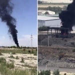 Samarqandda yuk mashinasi yonib ketdi (video)